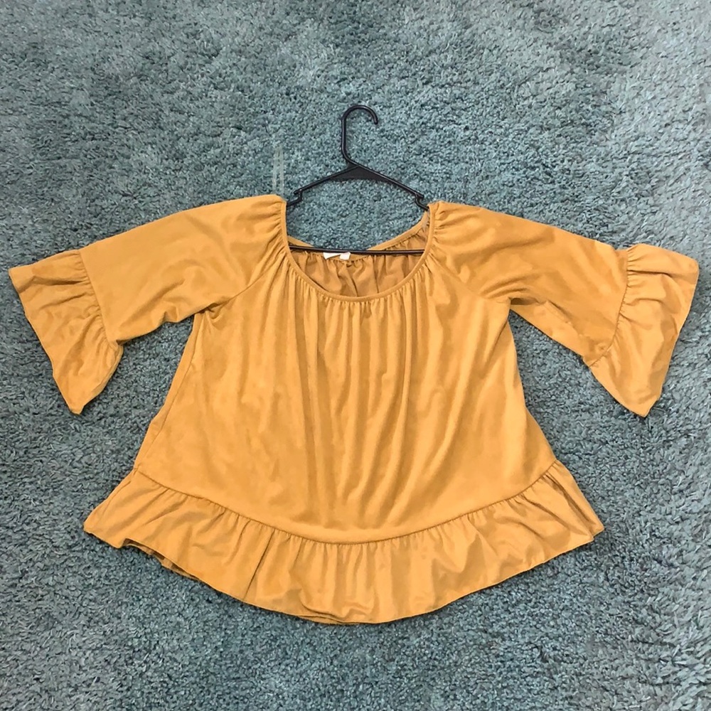 MTS off the shoulder top. Mustard Yellow